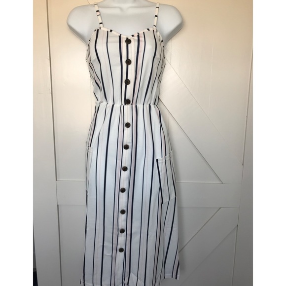 Striped bohemian Midi Dress With Pockets - Picture 5 of 5